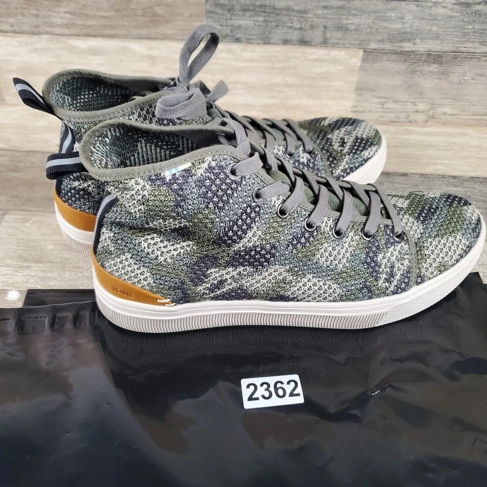 Toms Trvl Lite Mens Shoes Sz 9 Dusty Olive Flecktarn Pattern High Top Sneaker